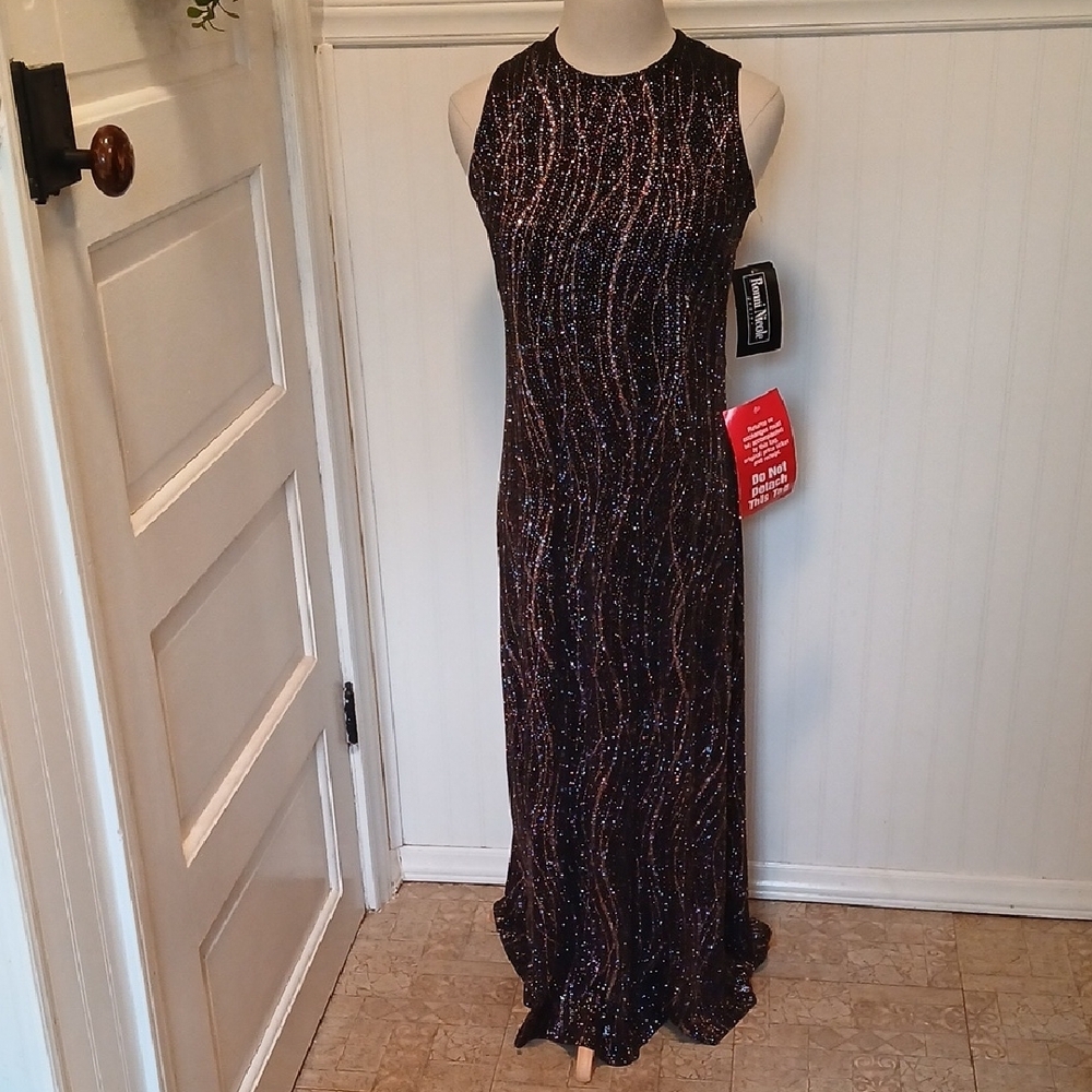 Ronni Nicole Black and Pink Maxi Dress Formal